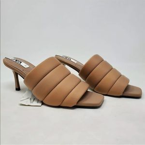 ZARA BEIGE QUILTED SANDALS